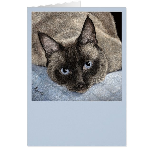 Siamese Cat Card - "Mocha" (Front)