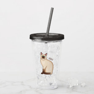 Siamese cat cartoon illustration acrylic tumbler