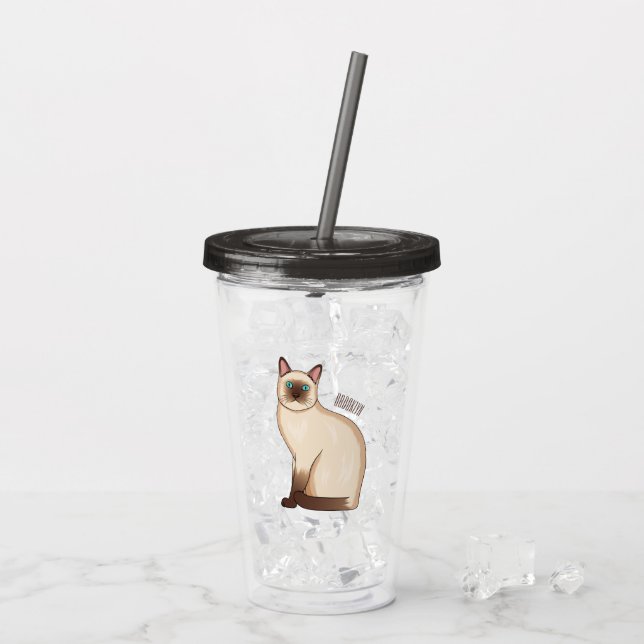 Siamese cat cartoon illustration acrylic tumbler (Back Ice)