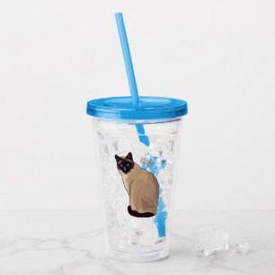 Siamese cat cartoon illustration  acrylic tumbler