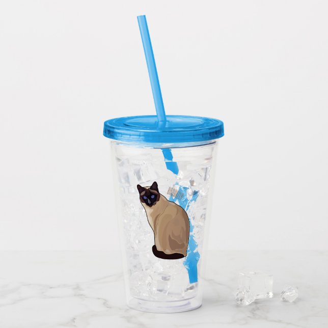 Siamese cat cartoon illustration  acrylic tumbler (Front Ice)