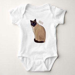 Siamese cat cartoon illustration  baby bodysuit