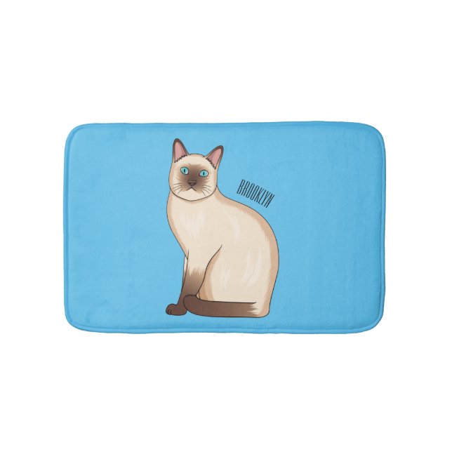 Siamese cat cartoon illustration  bath mat (Front)