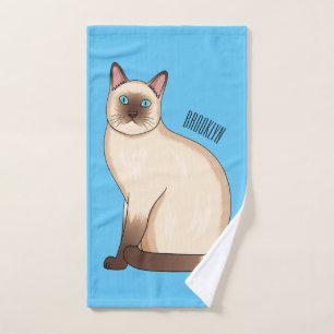 Siamese cat cartoon illustration bath towel set