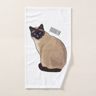 Siamese cat cartoon illustration bath towel set
