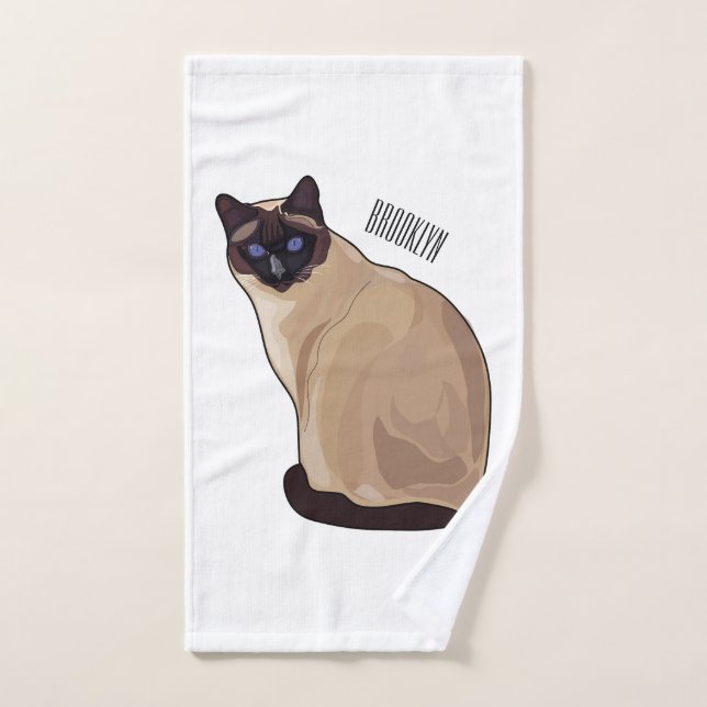 Siamese cat cartoon illustration  bath towel set (Hand Towel)