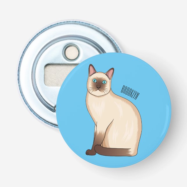 Siamese cat cartoon illustration  bottle opener (Front)
