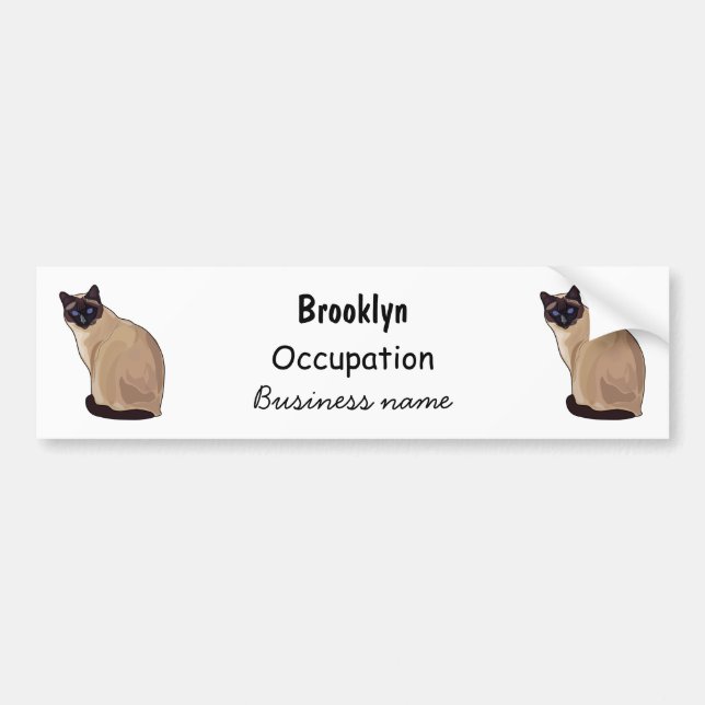 Siamese cat cartoon illustration bumper sticker (Front)