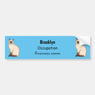 Siamese cat cartoon illustration bumper sticker