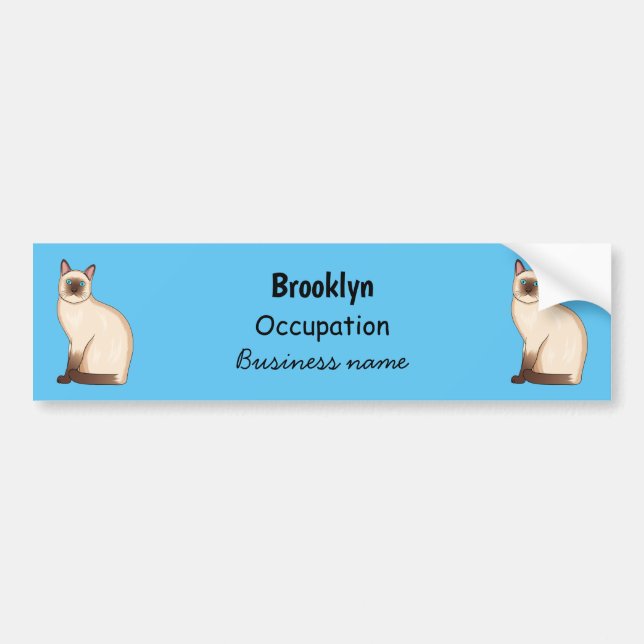 Siamese cat cartoon illustration  bumper sticker (Front)