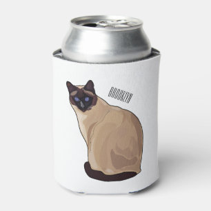 Siamese cat cartoon illustration can cooler