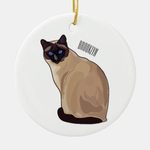 Siamese cat cartoon illustration  ceramic tree decoration