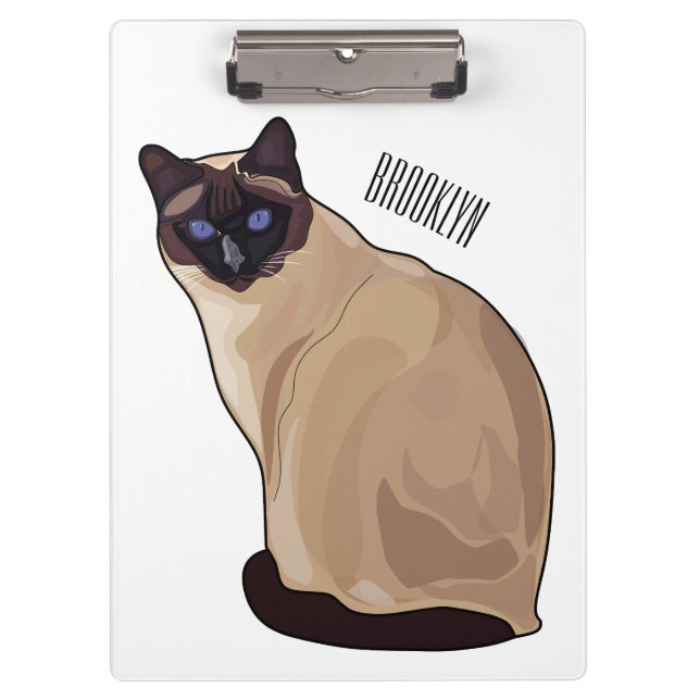 Siamese cat cartoon illustration  clipboard (Front)