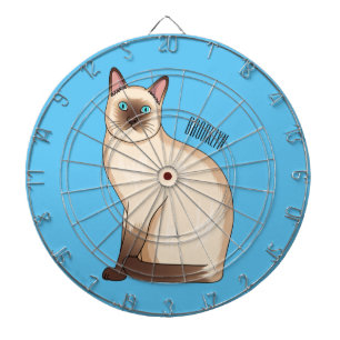 Siamese cat cartoon illustration dartboard