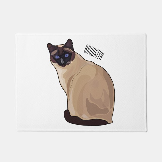 Siamese cat cartoon illustration  doormat (Front)