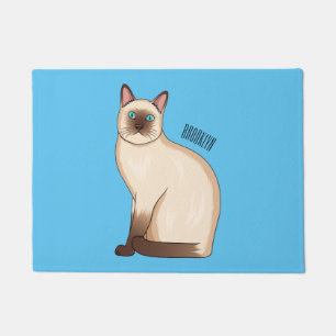 Siamese cat cartoon illustration  doormat