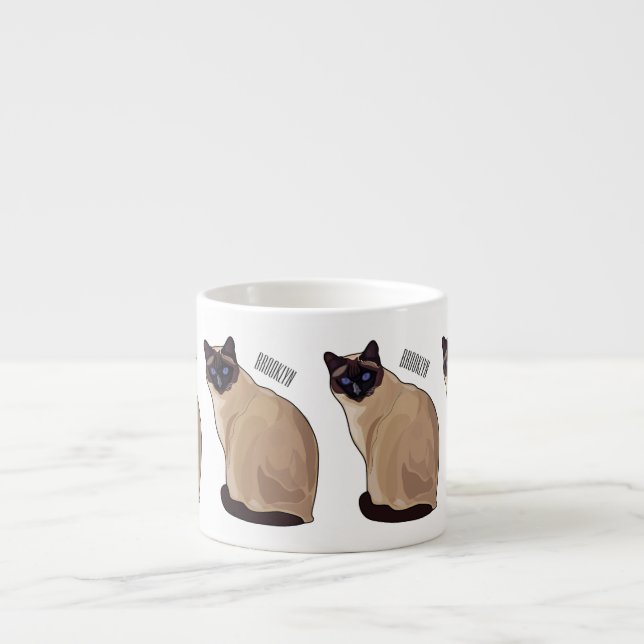 Siamese cat cartoon illustration  espresso cup (Front)