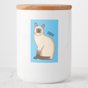 Siamese cat cartoon illustration food label
