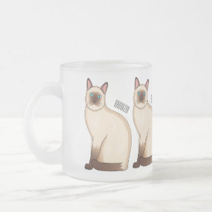 Siamese cat cartoon illustration frosted glass coffee mug