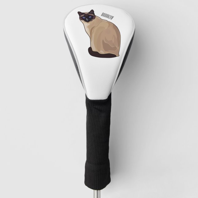 Siamese cat cartoon illustration  golf head cover (Front)