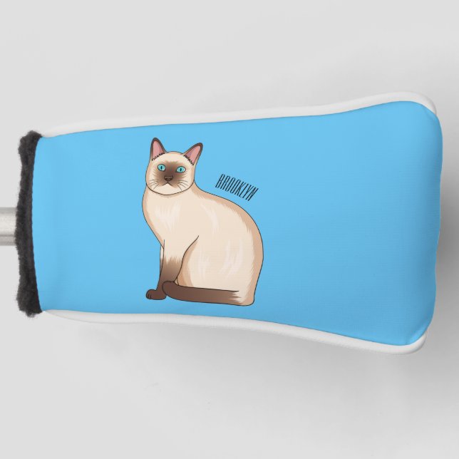 Siamese cat cartoon illustration golf head cover (Front)