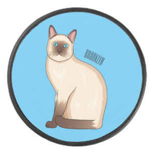 Siamese cat cartoon illustration hockey puck