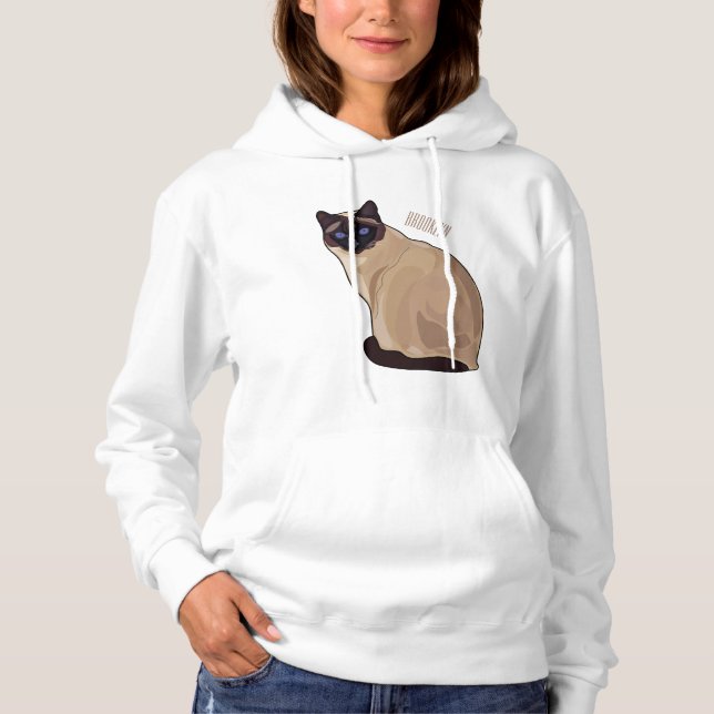 Siamese cat cartoon illustration  hoodie (Front)