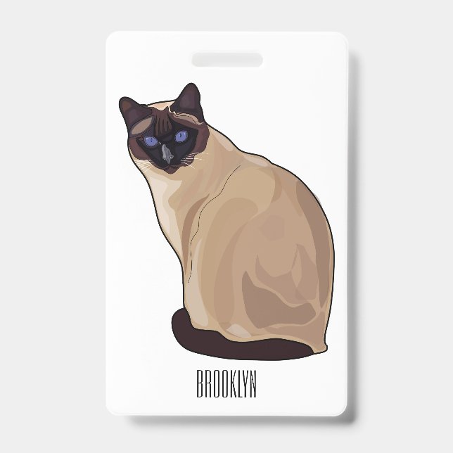 Siamese cat cartoon illustration  ID badge (Front)
