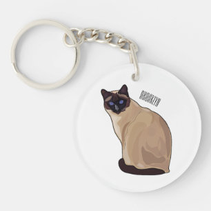 Siamese cat cartoon illustration  key ring
