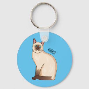 Siamese cat cartoon illustration  key ring