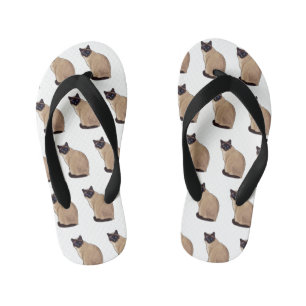 Siamese cat cartoon illustration kid's flip flops