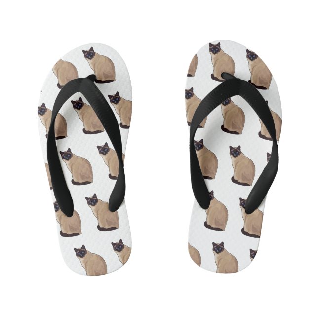 Siamese cat cartoon illustration  kid's flip flops (Footbed)