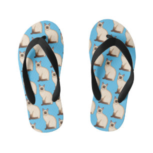Siamese cat cartoon illustration kid's flip flops