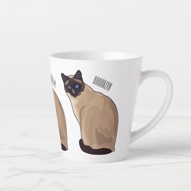 Siamese cat cartoon illustration  latte mug (Right)