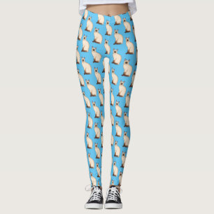 Siamese cat cartoon illustration leggings