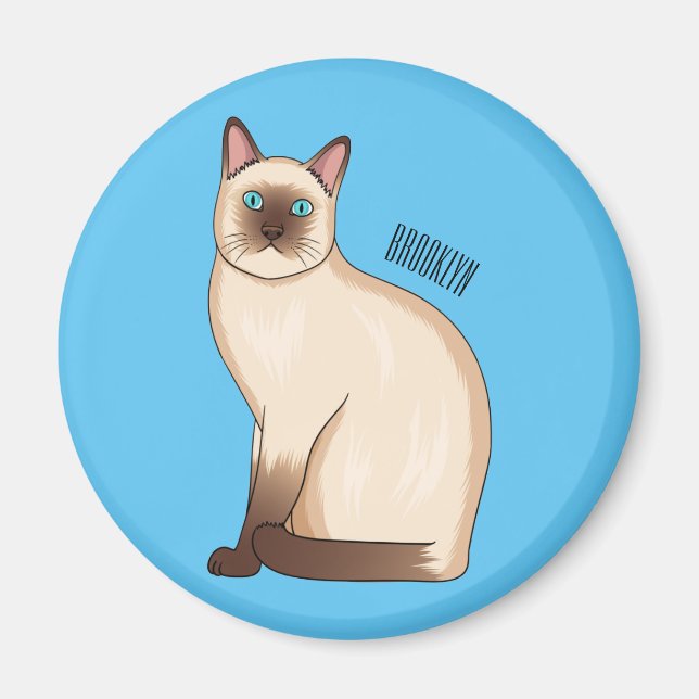 Siamese cat cartoon illustration  magnet (Front)