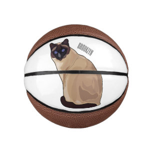 Siamese cat cartoon illustration  mini basketball