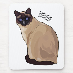 Siamese cat cartoon illustration  mouse mat