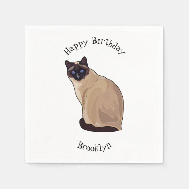 Siamese cat cartoon illustration napkin (Front)