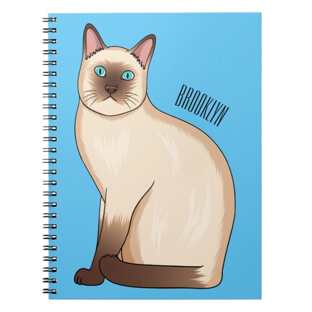 Siamese cat cartoon illustration notebook (Front)