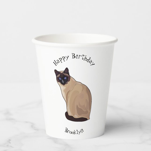 Siamese cat cartoon illustration paper cups (Front)