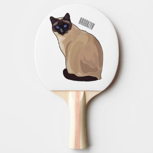 Siamese cat cartoon illustration ping pong paddle