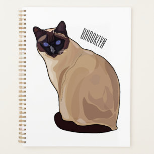 Siamese cat cartoon illustration planner