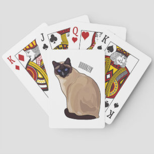 Siamese cat cartoon illustration playing cards