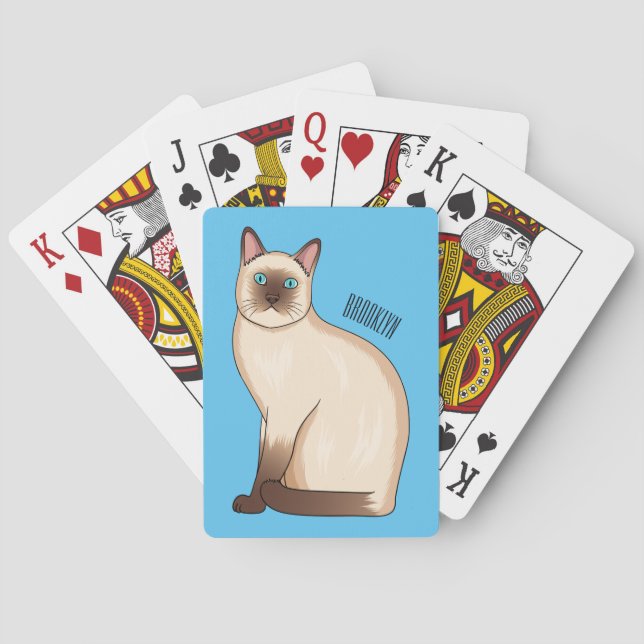 Siamese cat cartoon illustration playing cards (Back)