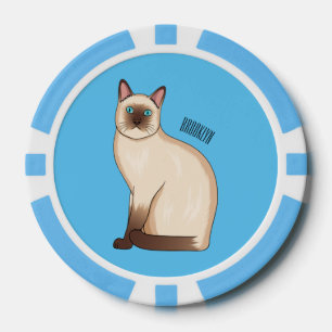 Siamese cat cartoon illustration poker chips
