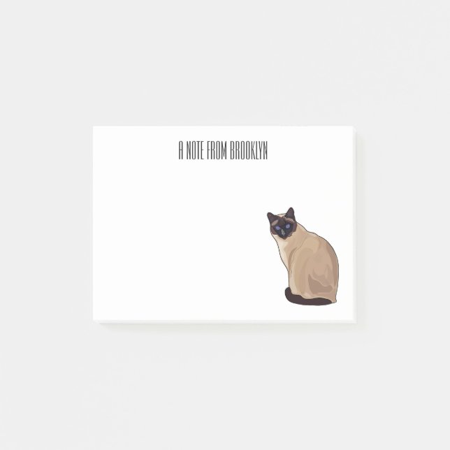 Siamese cat cartoon illustration  post-it notes (Front)