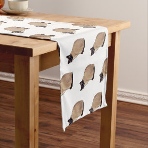 Siamese cat cartoon illustration short table runner