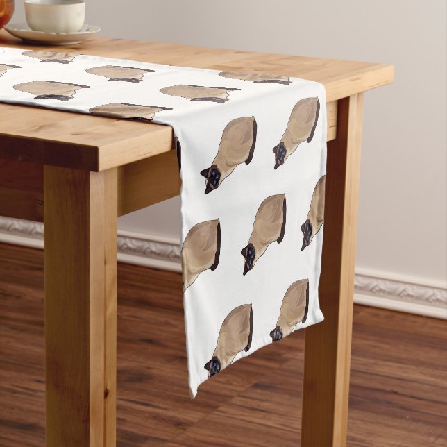 Siamese cat cartoon illustration  short table runner (In Situ)