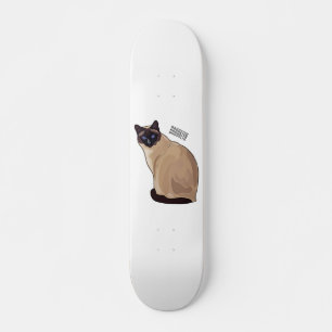 Siamese cat cartoon illustration skateboard
